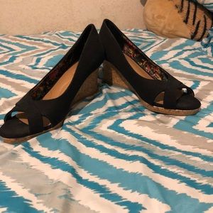 Black Wedges with Floral inside